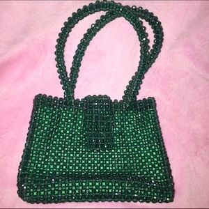 Sabrina New York green beaded bag.