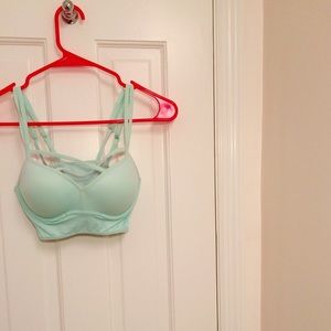 Mint green, Victoria's Secret sports bra.