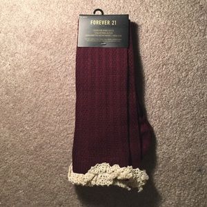 Burgundy Over the Knee Socks