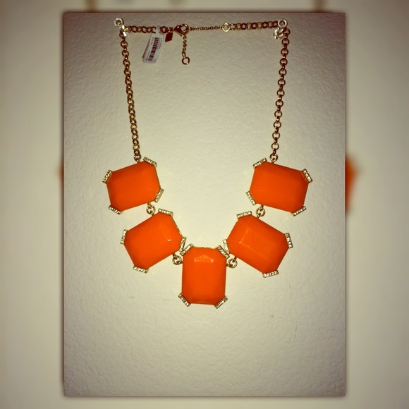 Big Orange stone gold chain necklace