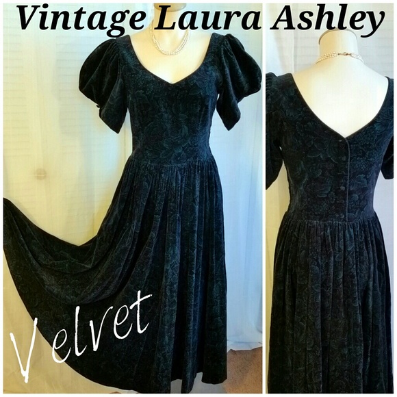 laura ashley black velvet dress