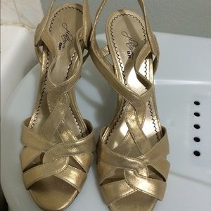 Gold shimmer heels