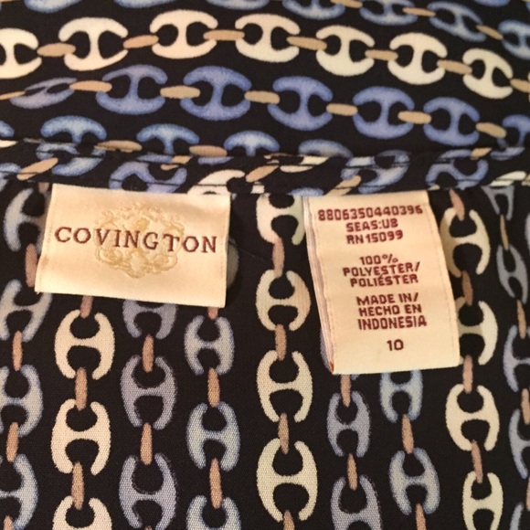 SZ 10💐CHAIN PRINT WRAP STYLE BLOUSE💐COVINGTON💐 - Picture 4 of 4