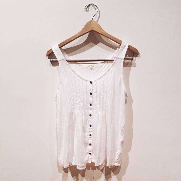 J.Crew White Button-Down Tank Top