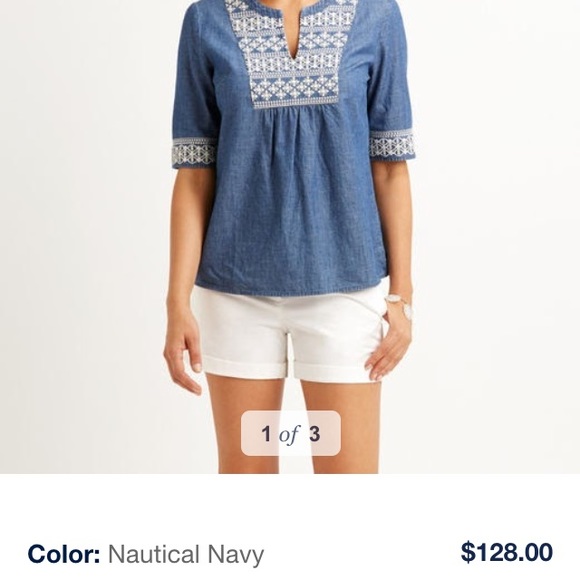 Chambray embroidered top
