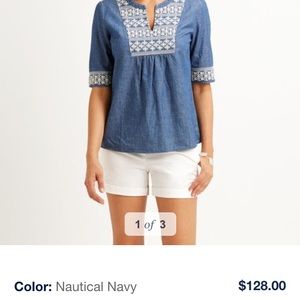 Chambray embroidered top