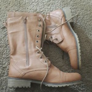 Cognac combat boots