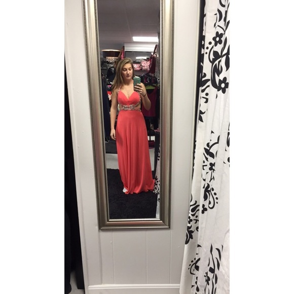 Coral Prom Dress - Picture 3 of 4