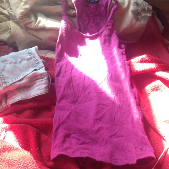 American Eagle blossom colored floral back tank