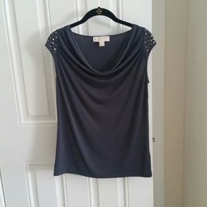 Grey Cowl Neck Top
