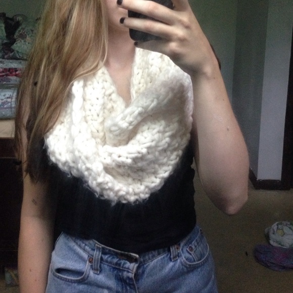 White Chunky Knit Infinity Scarf
