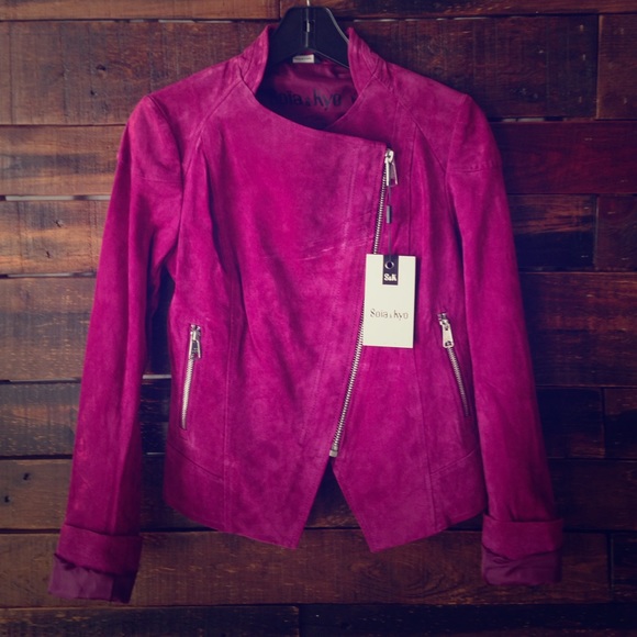 Soia & Kyo genuine leather jacket, lined, fuschia