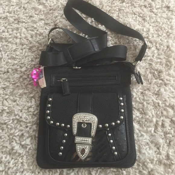 Black over the shoulder bling purse