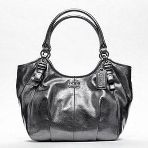 Coach Abigail Madison Metallic Leather Pewter  Bag