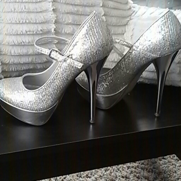 Silver high heels