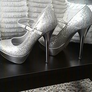 Silver high heels