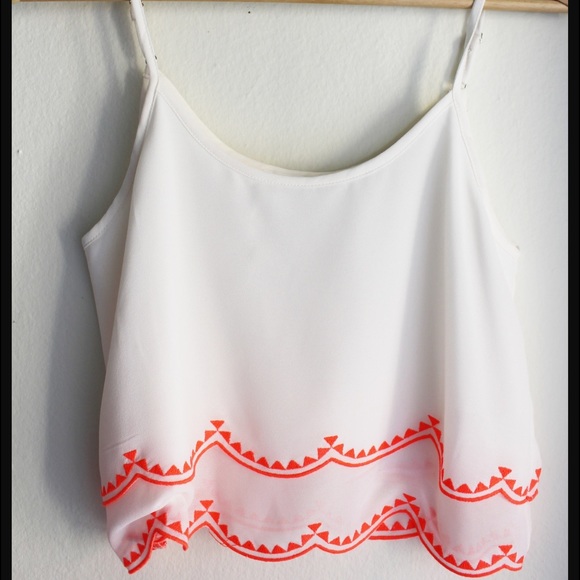 🔴SOLD🔴 Neon Coral Trim Blouse - Picture 3 of 4