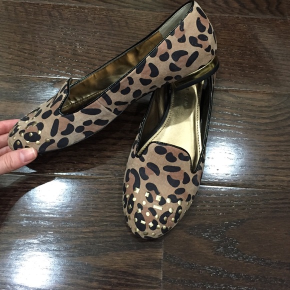 Anne Klein Shoes - Anne Klein Gold Studded Leopard Flats Size 7