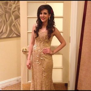 Gold sequin and Lace Dress