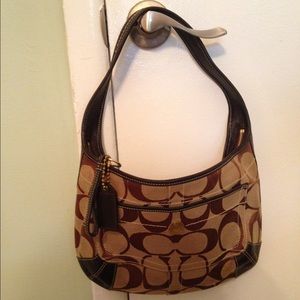 Coach hobo bag. Signature tan and brown.