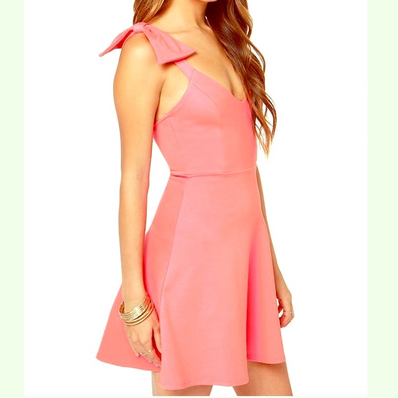 Coral Pink Double Bow Dress