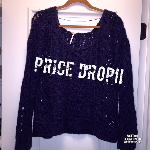 Free people dark purple cable knit sweater
