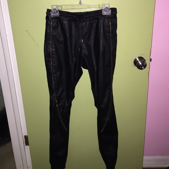 Leather joggers