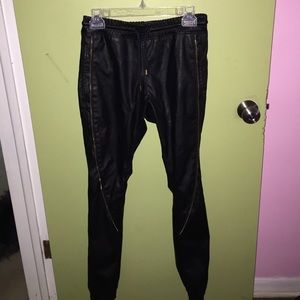 Leather joggers