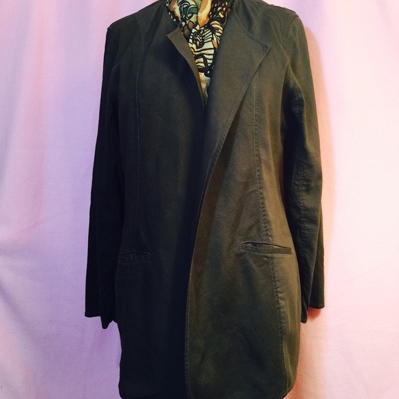 Brown lightweight 3/4 length jacket.