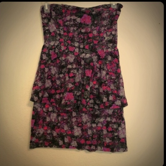 Purple strapless dress