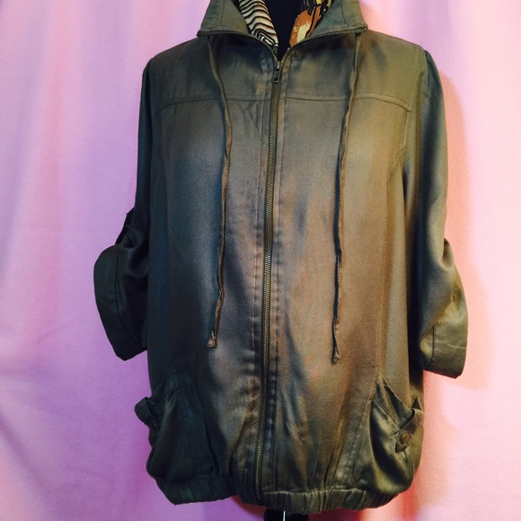 Olive green rayon jacket.