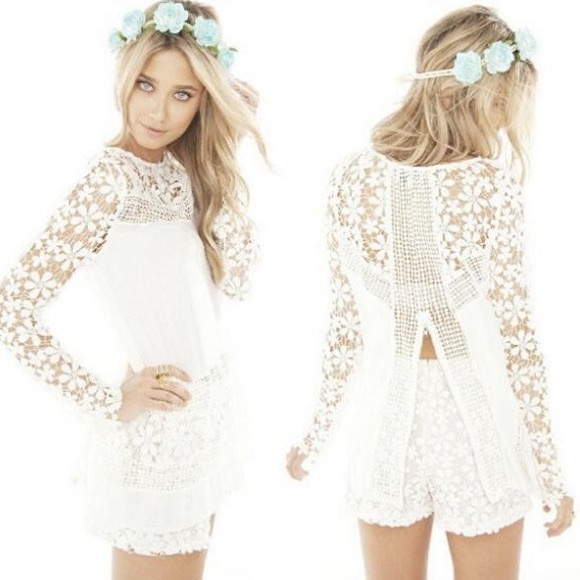Brand new lace designed white blouse Size L