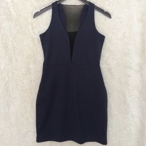 Navy and Black Mesh Mini Bodycon Dress