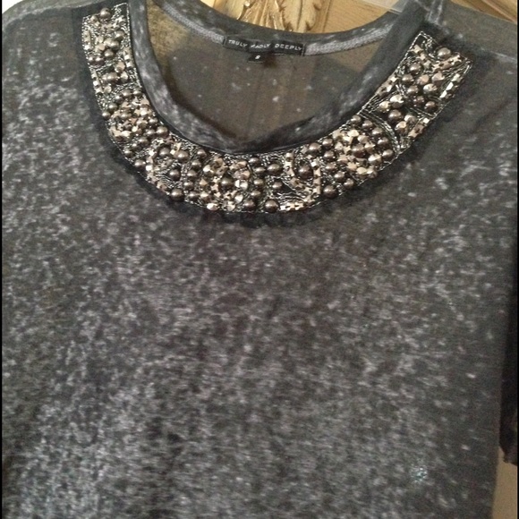 Urban Outfitters Tops - Heathered gray embellished neck tee