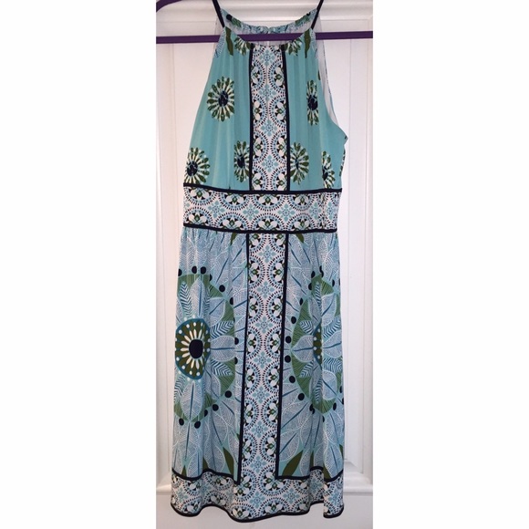 Preppy halter blue and green dress