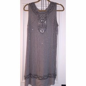 Intricate beaded grey and silver dress worn once