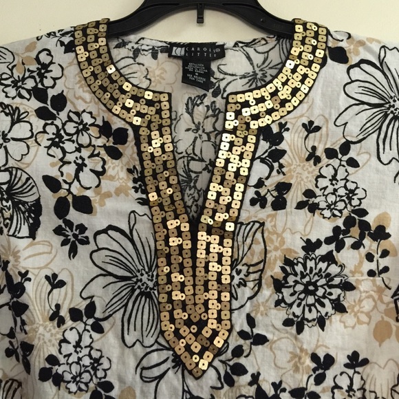 BOGO 50% Carole Little Sparkly Boho Blouse Top S - Picture 2 of 4