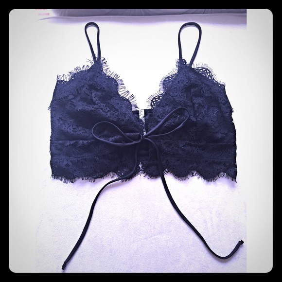 Nasty Gal Black Lace Crop Top