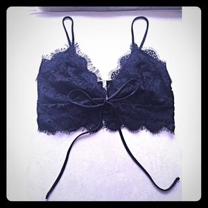 Nasty Gal Black Lace Crop Top