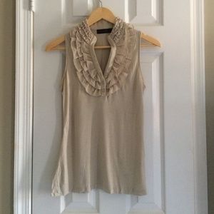 Short-sleeve ruffle collar cotton blouse