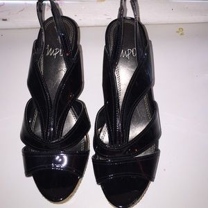 Impos balck wedge heel with peep toe