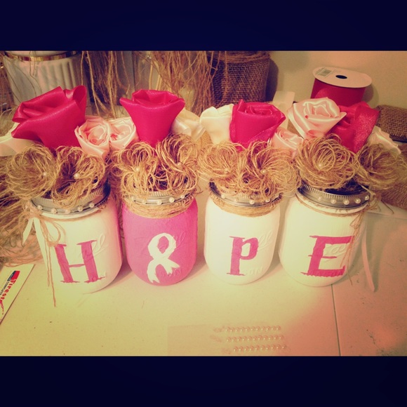 Breast cancer mason jar set