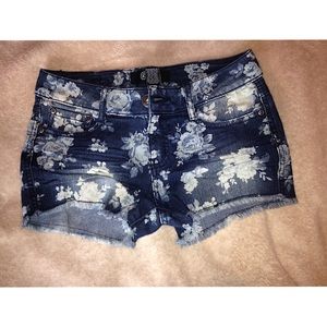 Floral jean shorts