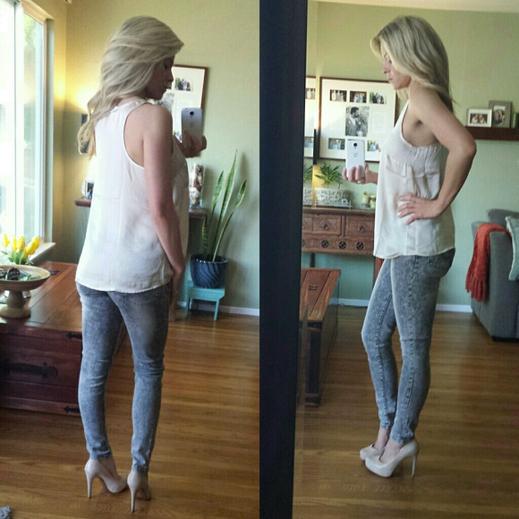 RESERVED Champagne Silky Racerback - Picture 2 of 4