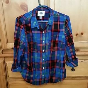 Plaid long sleeve flannel shirt