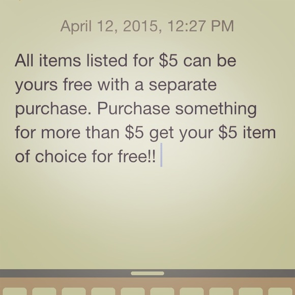 $5 items are free with another purchase!