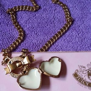 Juicy Couture Bow Heart Crown Necklace Locket.