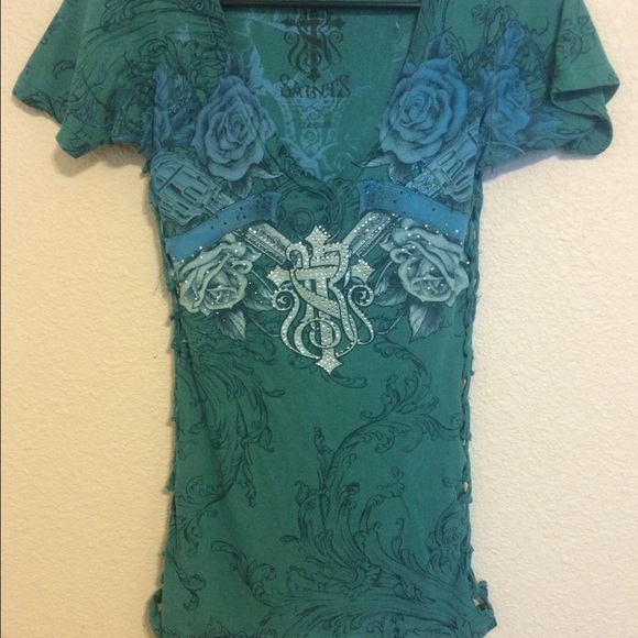 Rebel saints turquoise top