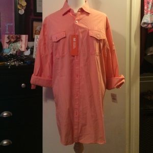 Orange gingham tailored shirt dress