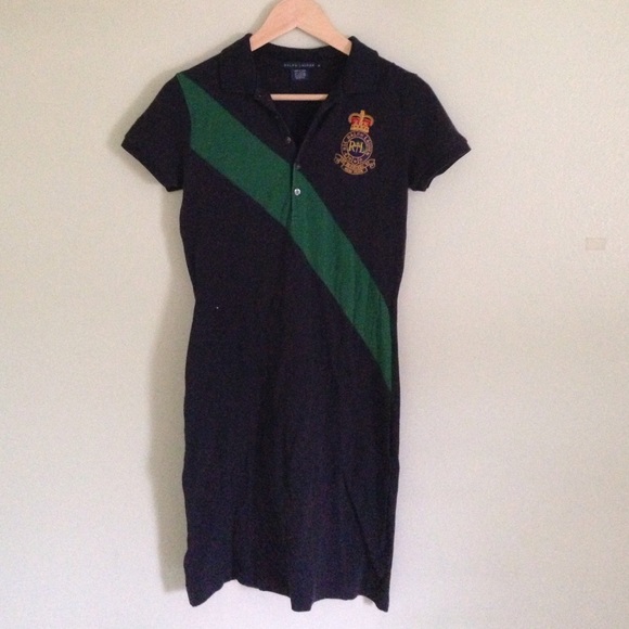 Ralph Laurel blue and green stripe polo dress
